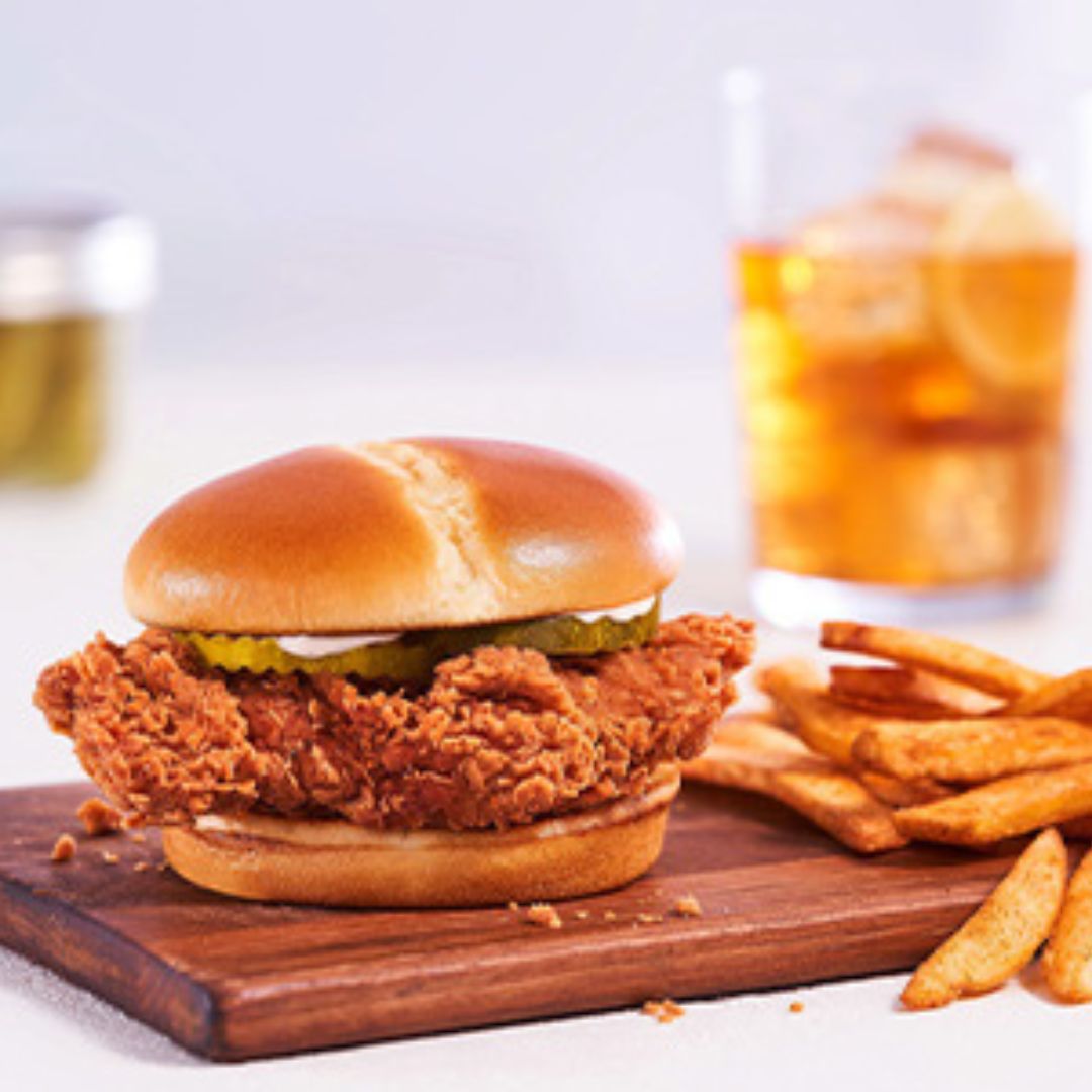 fried chicken sandwich and fries