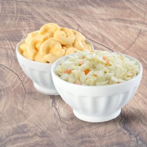 coleslaw and mac and cheese