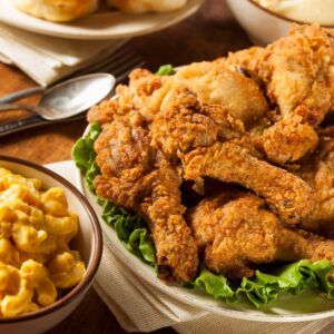 fried chicken and mac and cheese